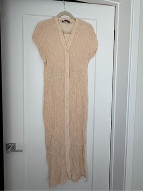 Zara Peach Button-Front Maxi Dress